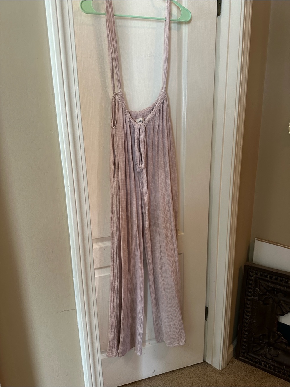 Light Mauve Wide-Leg Jumpsuit with Tie Waist